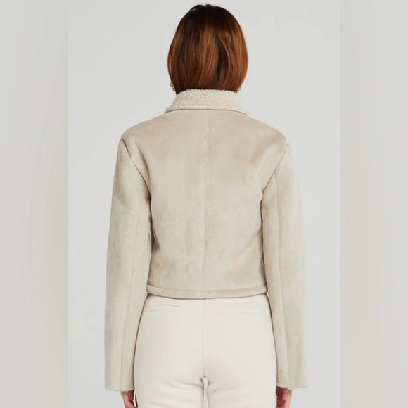 STORETS Vanessa Cropped Shearling Jacket in Beige - Picture 7 of 14